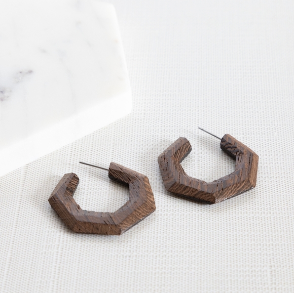 70s Inspired Wooden Hoops - Picture 3 of 7